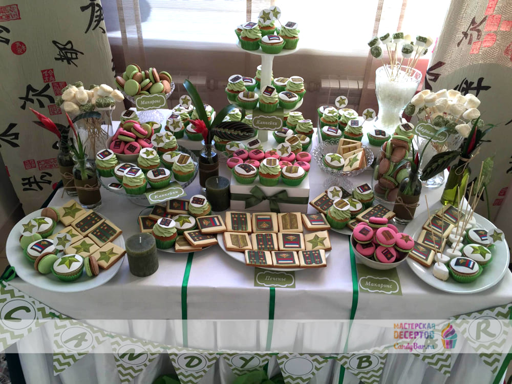 Кэнди бар на день рождения в стиле милитари