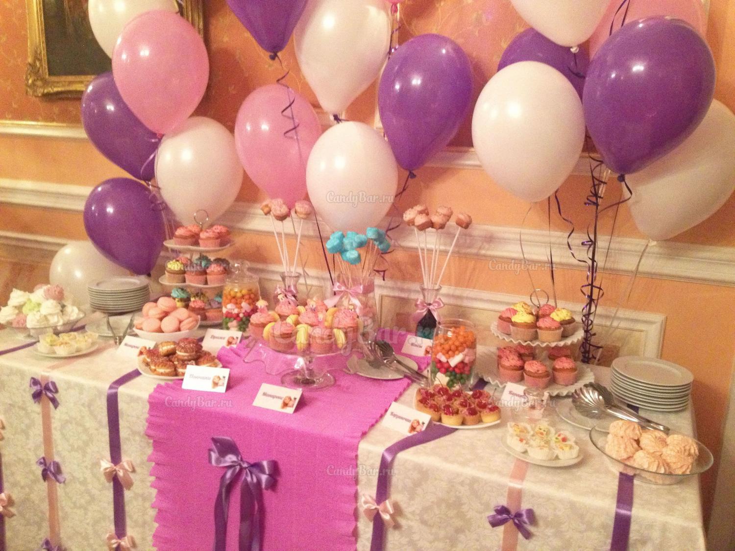 Сладкий стол для принцессы розовый в стиле "Рапунцель"