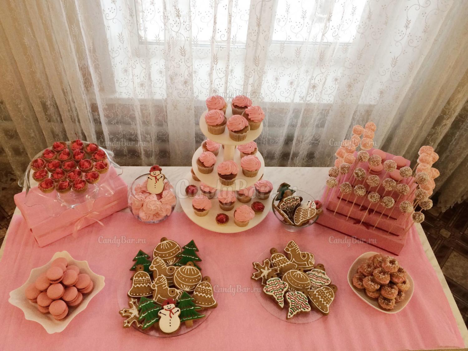 Детский сладкий стол в розовом цвете на праздник в детском доме