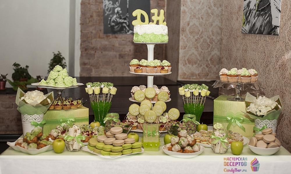 Свадебный кэнди бар в салатовом цвете
