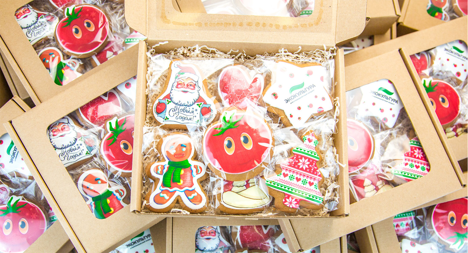 Сладкие подарки от компании Экокультура - фигурное печенье с логотипом
