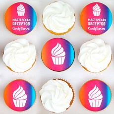 Набор капкейков с лого, крем и мастика, 9 шт.