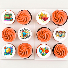Капкейки - 1 сентября 12 шт - мастика и крем