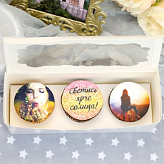 Набор капкейков с фото и надписями 3 шт