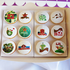 Капкейки - 23 февраля с мастикой 12 шт