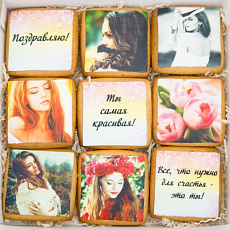 Набор печенья с фото и надписями - 9 шт