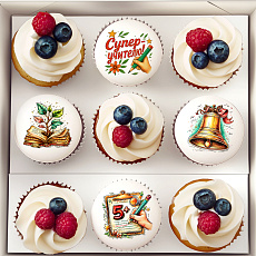 Капкейки с ягодами "Для дорогого учителя" 9 шт
