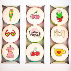 Макаруны "Стикеры" на 8 марта, 9 шт