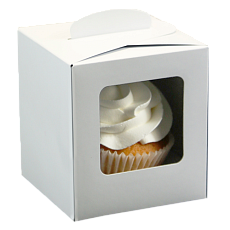 Коробка на 1 капкейк белая с окном