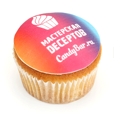 Ванильные капкейки с логотипом - мастика