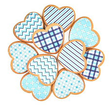 Набор печенья Сердечки, голубой, 10 шт