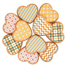 Набор печенья Сердечки, оранжевый, 10 шт