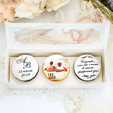 Свадебные капкейки с фото и надписями 3 шт