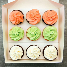 Капкейки с кремом - апельсин, мята, ваниль 9 шт