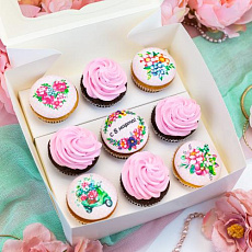 Капкейки "Флоренция" с кремом и мастикой - 9 шт.