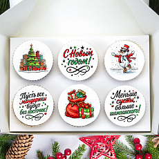 Капкейки с мастикой "Новогодняя ирония" - 6 шт.