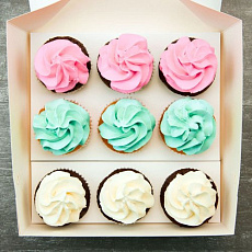 Капкейки с кремом - малина, пина-колада, ваниль 9 шт