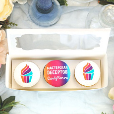 Набор капкейков с лого, мастика, 3 шт.