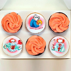 Капкейки "Happy Helloween" с кремом и мастикой - 6 шт.