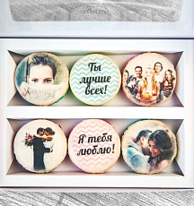 Набор макарунов с фото и надписями, 6 шт.