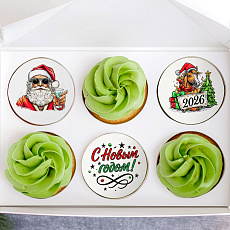 Капкейки с кремом "Символ Нового года" - 6 шт.