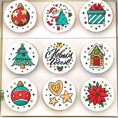 Капкейки с мастикой "Новогодняя ирония" - 9 шт.