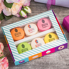 Коробка 6 макарун цветная