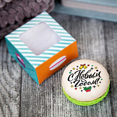 Макарун в коробочке "Новогодний венок" - 1 шт.