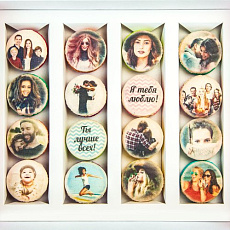 Набор макарун с фото и надписями 16 шт