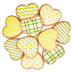 Набор печенья Сердечки, желтый, 10 шт